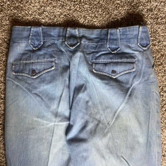 Vintage Wrangler Jeans Mens 32x30 Blue 70s Flare Bell Bottoms Western Pearl Snap - Picture 7 of 8